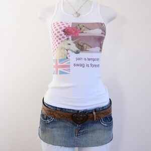 2010s pain is temporary swag is forever unicorn tank tumblr size S